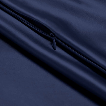 Close-up of poly satin pillowcase with a zipper