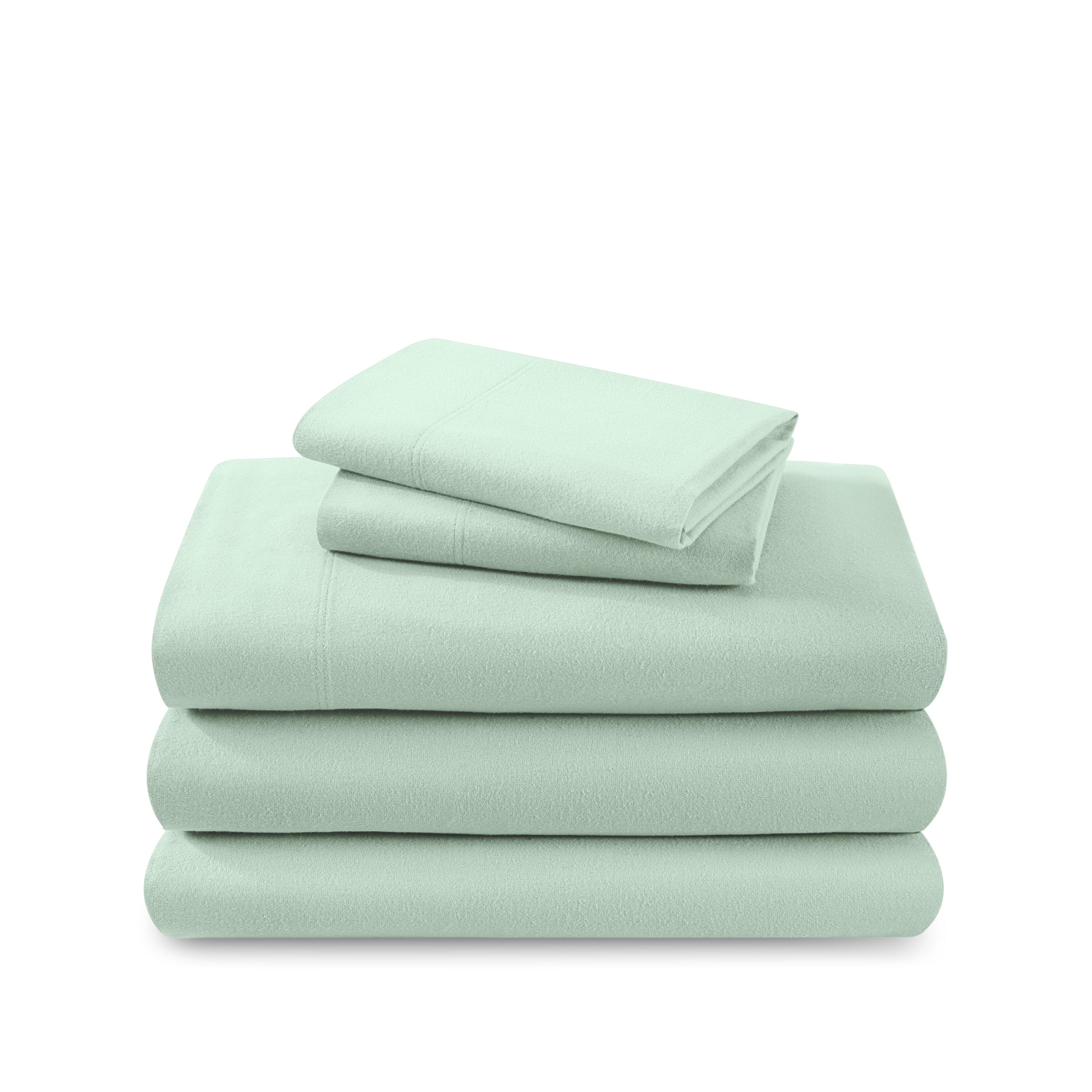 A neatly arranged set of flannel sheets