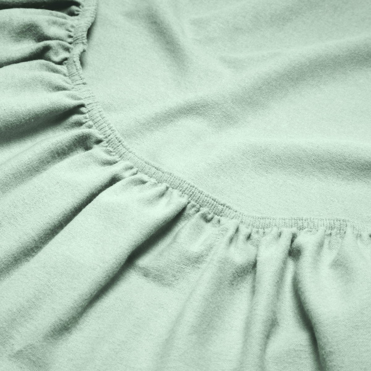 Close-up of flannel fitted sheet.