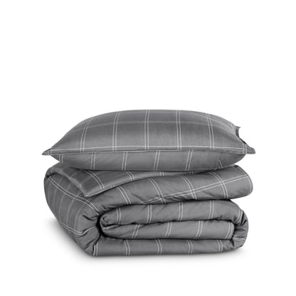 Comforter set stacked on a white background
