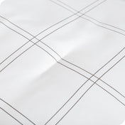 Close up of the modern plaid comforter fabric