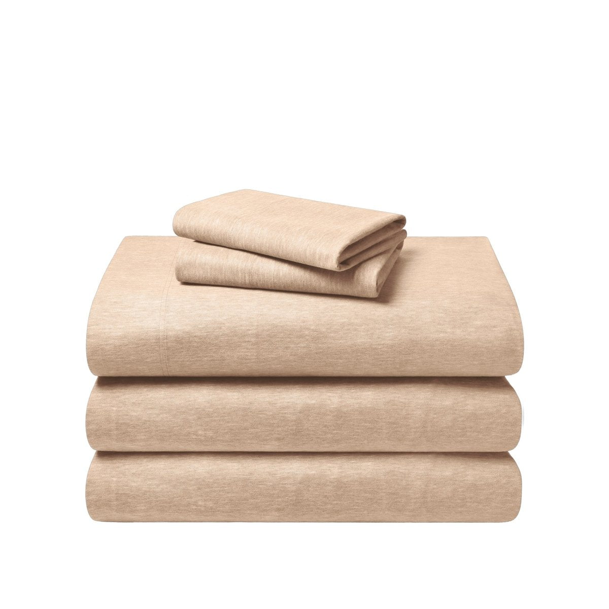 Set of flannel bed sheets on a white background