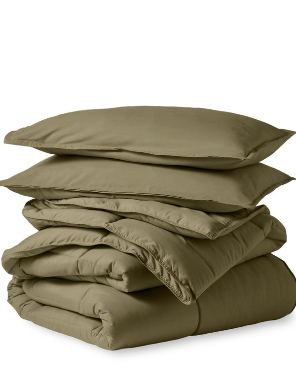 A down alternative comforter folded neatly