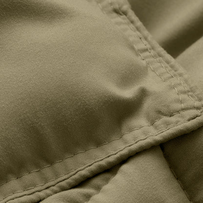 Close-up of comforter fabric with stitching detail
