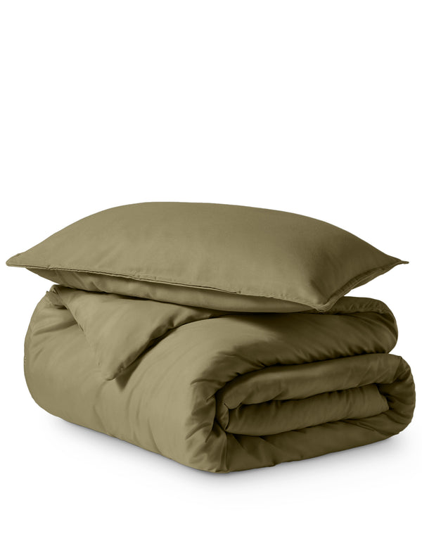 Microfiber duvet set folded on a white background