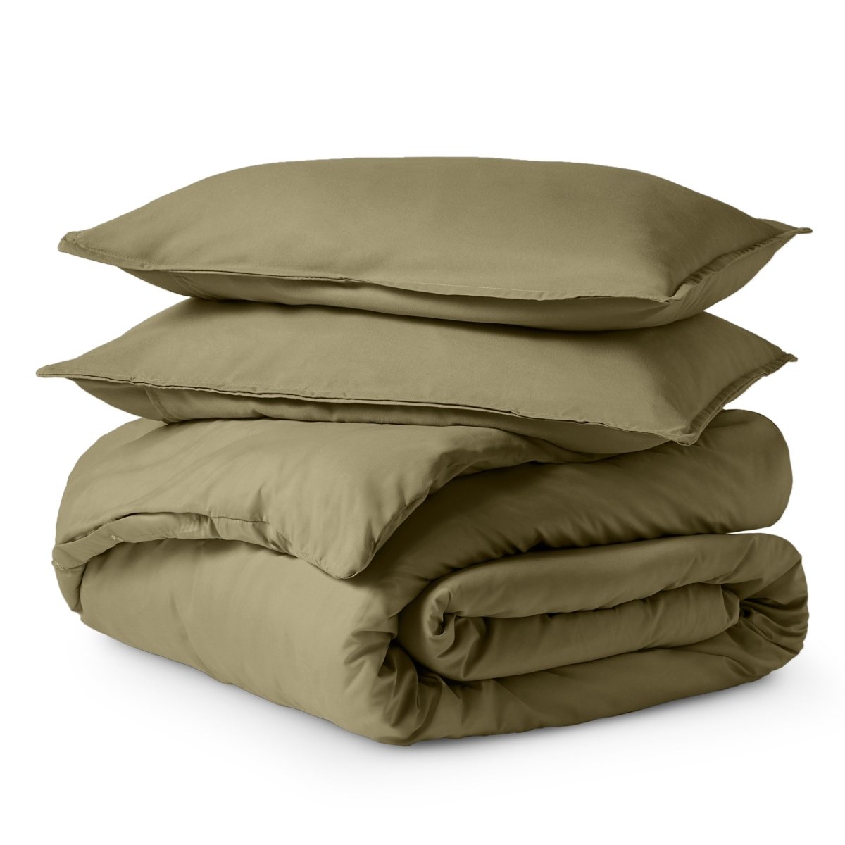 Solid color duvet set folded and stacked