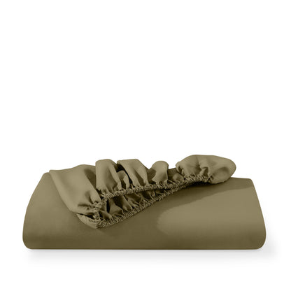 Microfiber fitted sheet folded with a white background