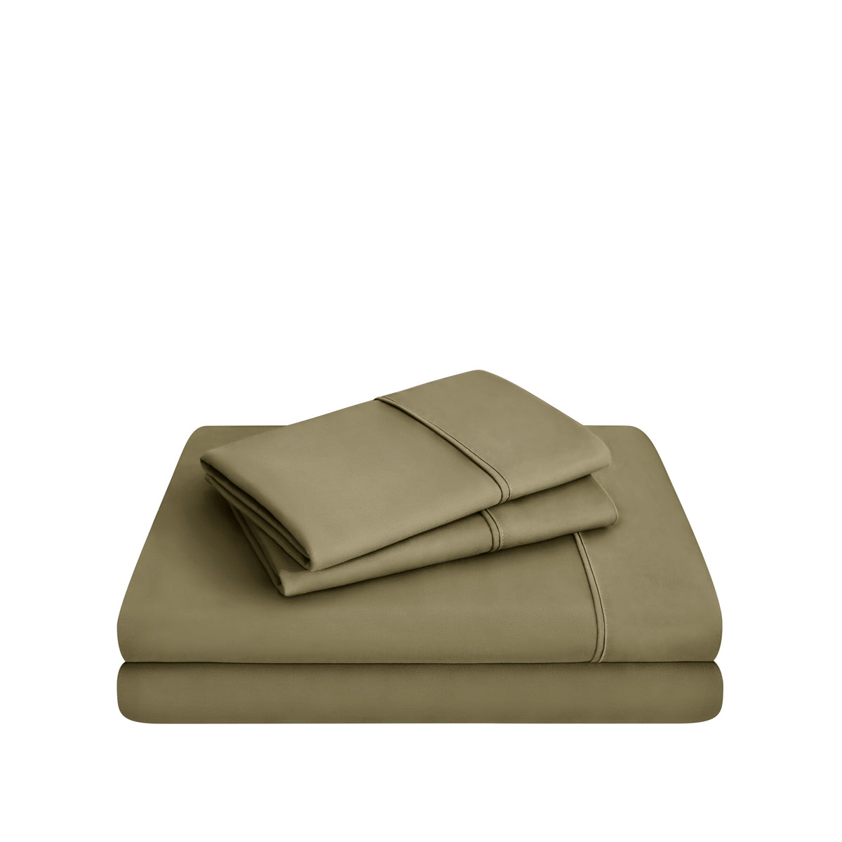 Microfiber sheet set folded and stacked