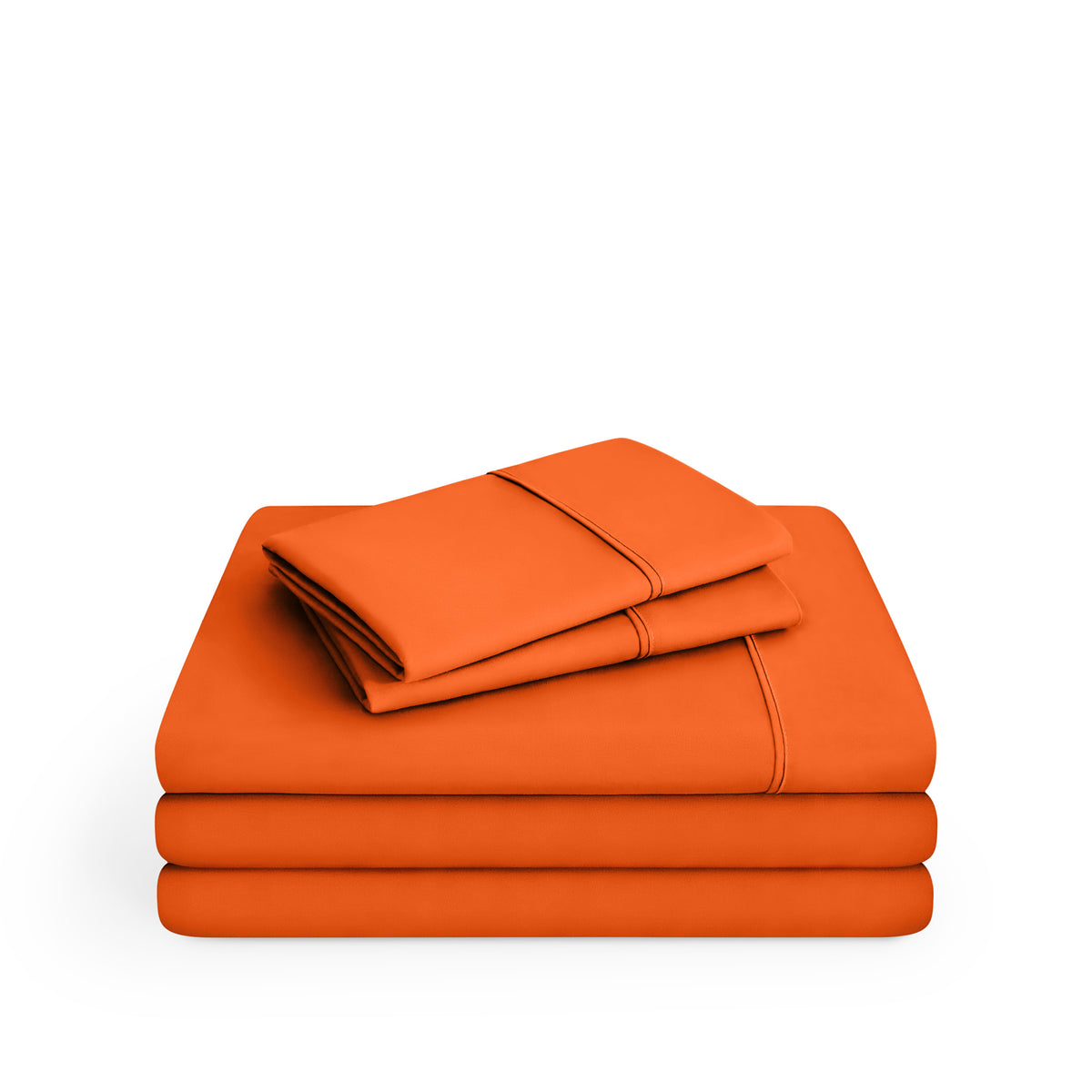 Microfiber sheet set folded and stacked