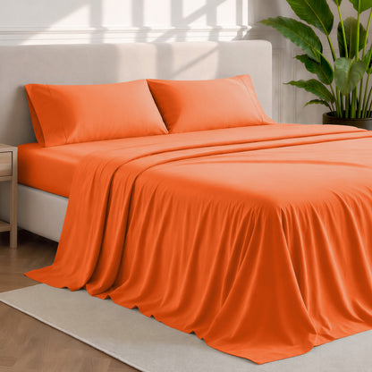 Microfiber sheets and pillowcases in a bedroom stetting