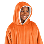 A child with a wearable blanket on