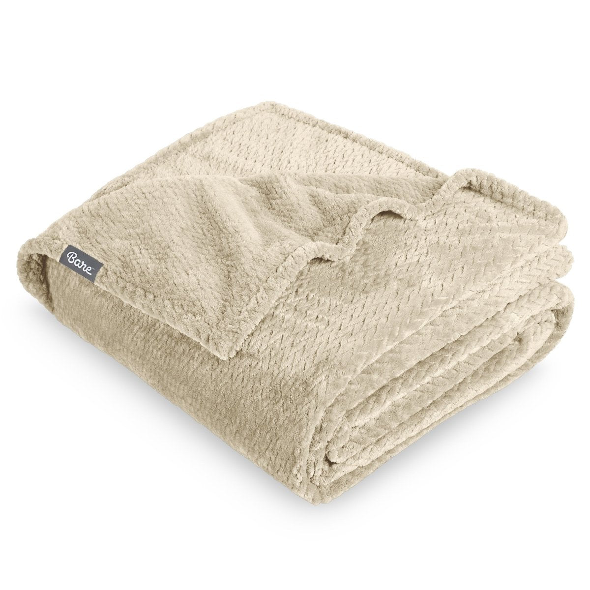 Textured blanket with a Bare Home label on a white background