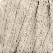 Close up of a textured sherpa blanket