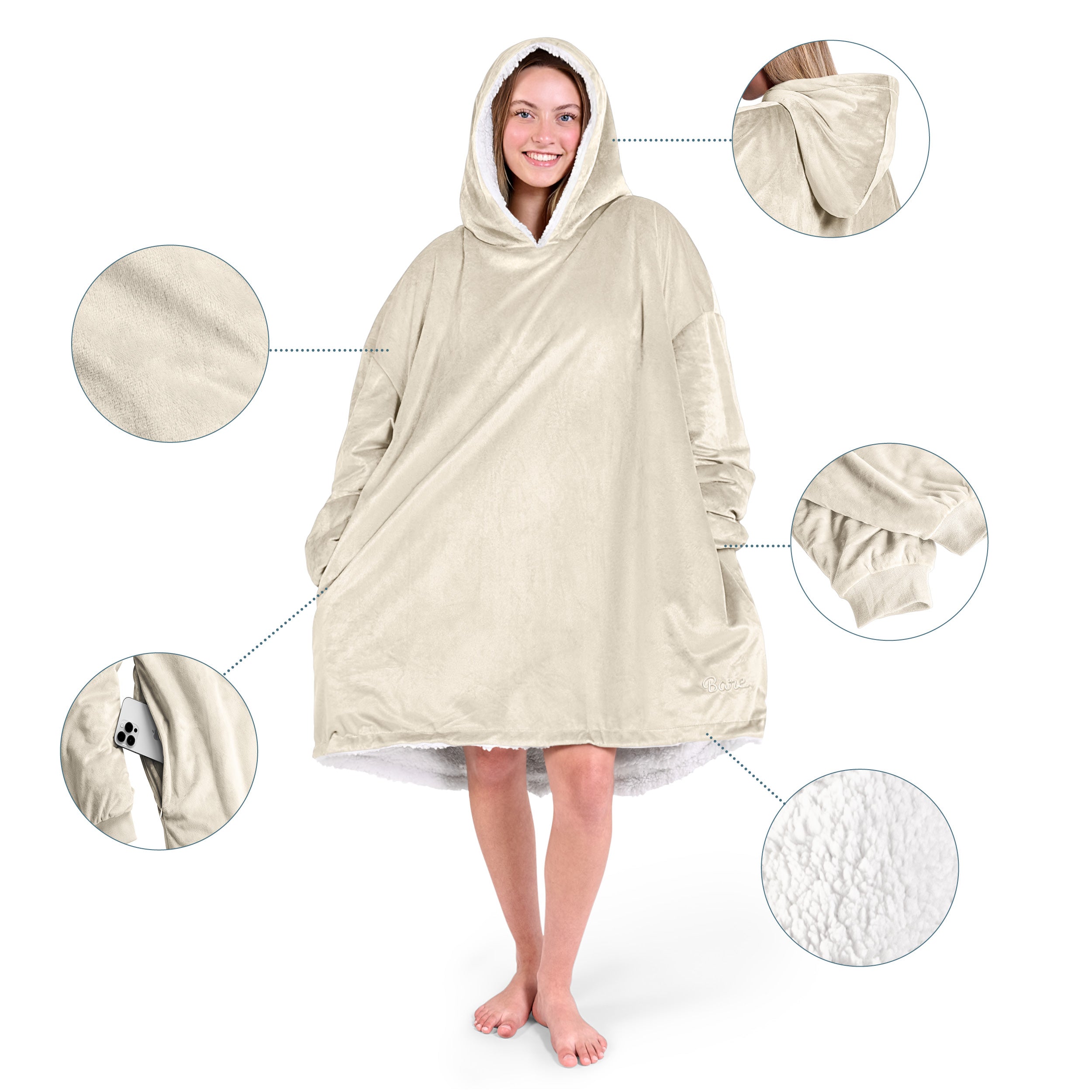 Close up of the pocket on a wearable blanket
