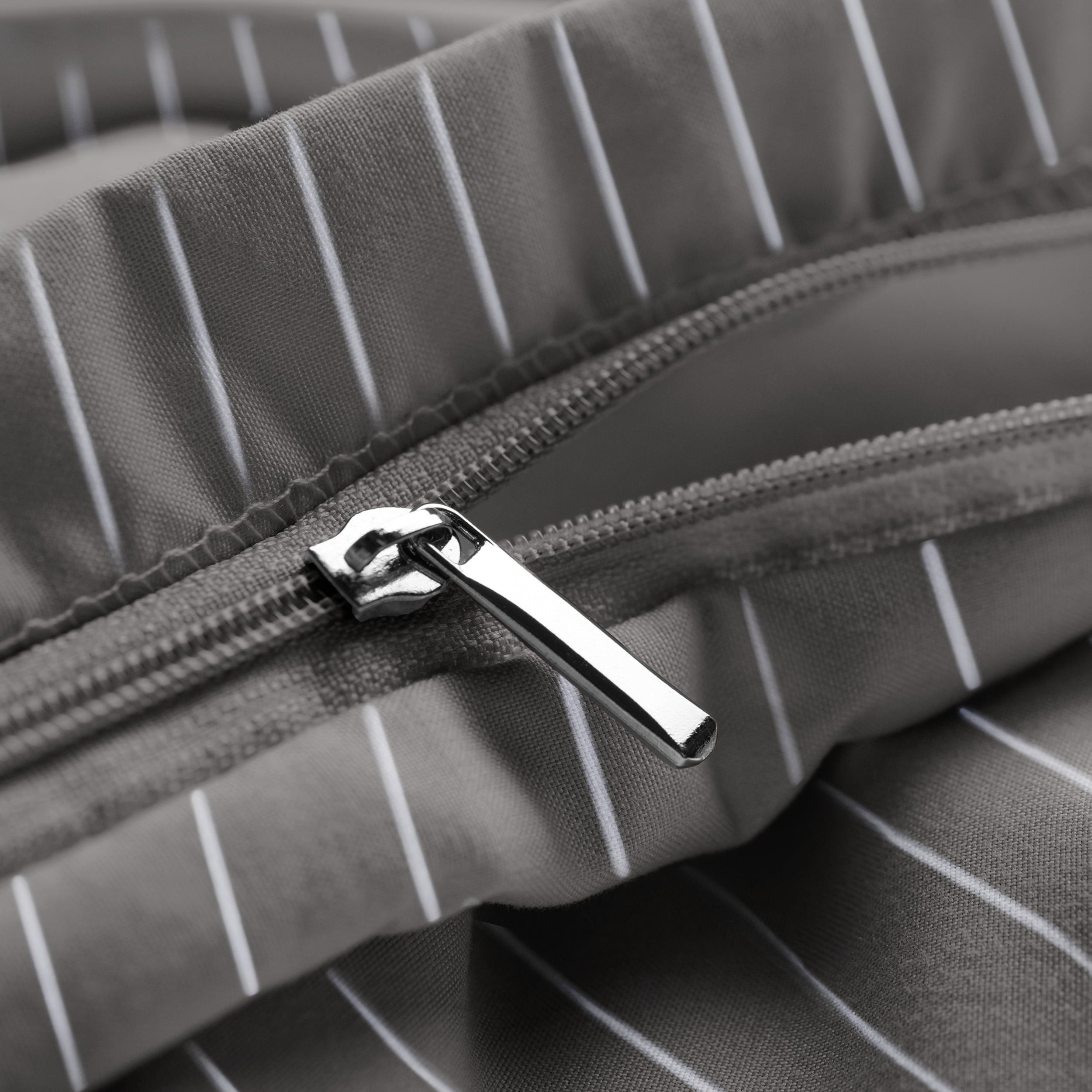 Close-up of a duvet cover zipper