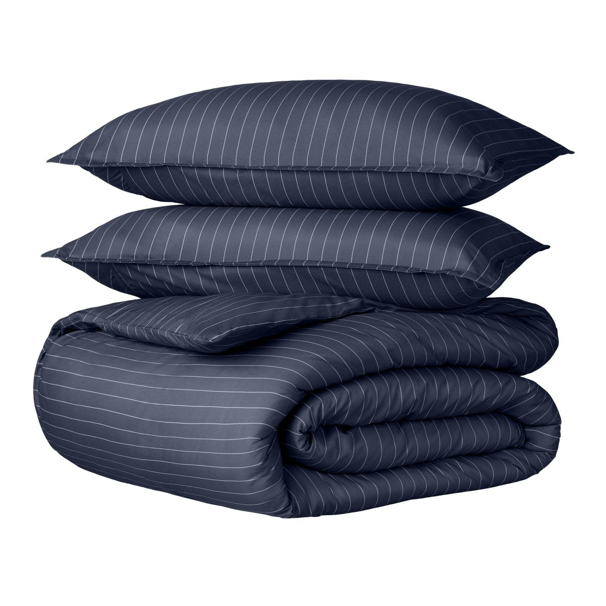 Printed duvet set folded and stacked