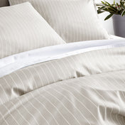 Close up of a printed duvet on a bed