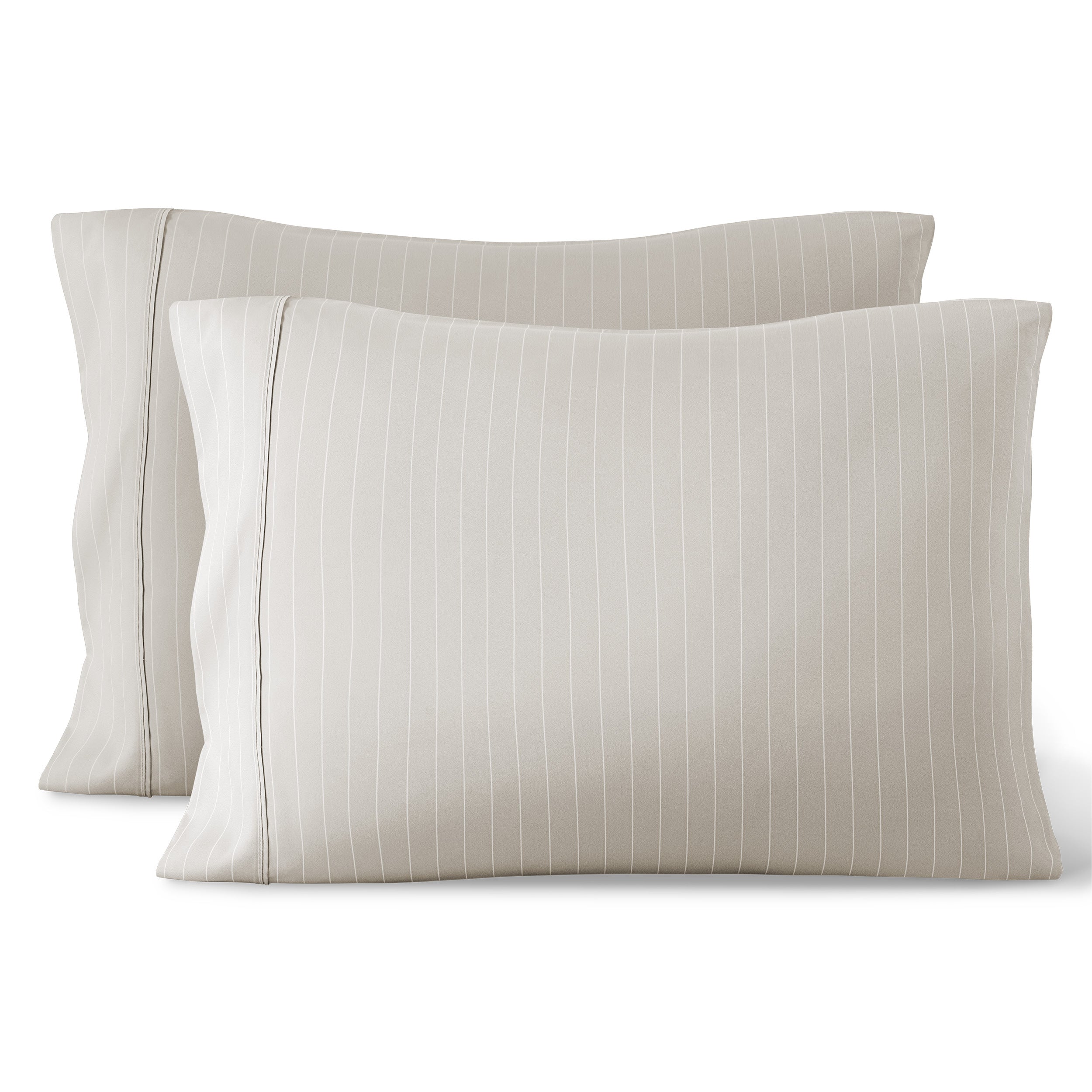 2 printed microfiber pillowcases on pillows