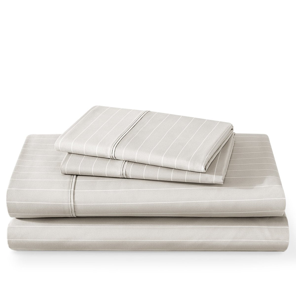 Pinstripe sheet set folded and stacked