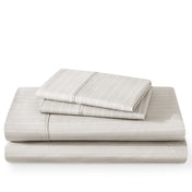 Pinstripe sheet set folded and stacked