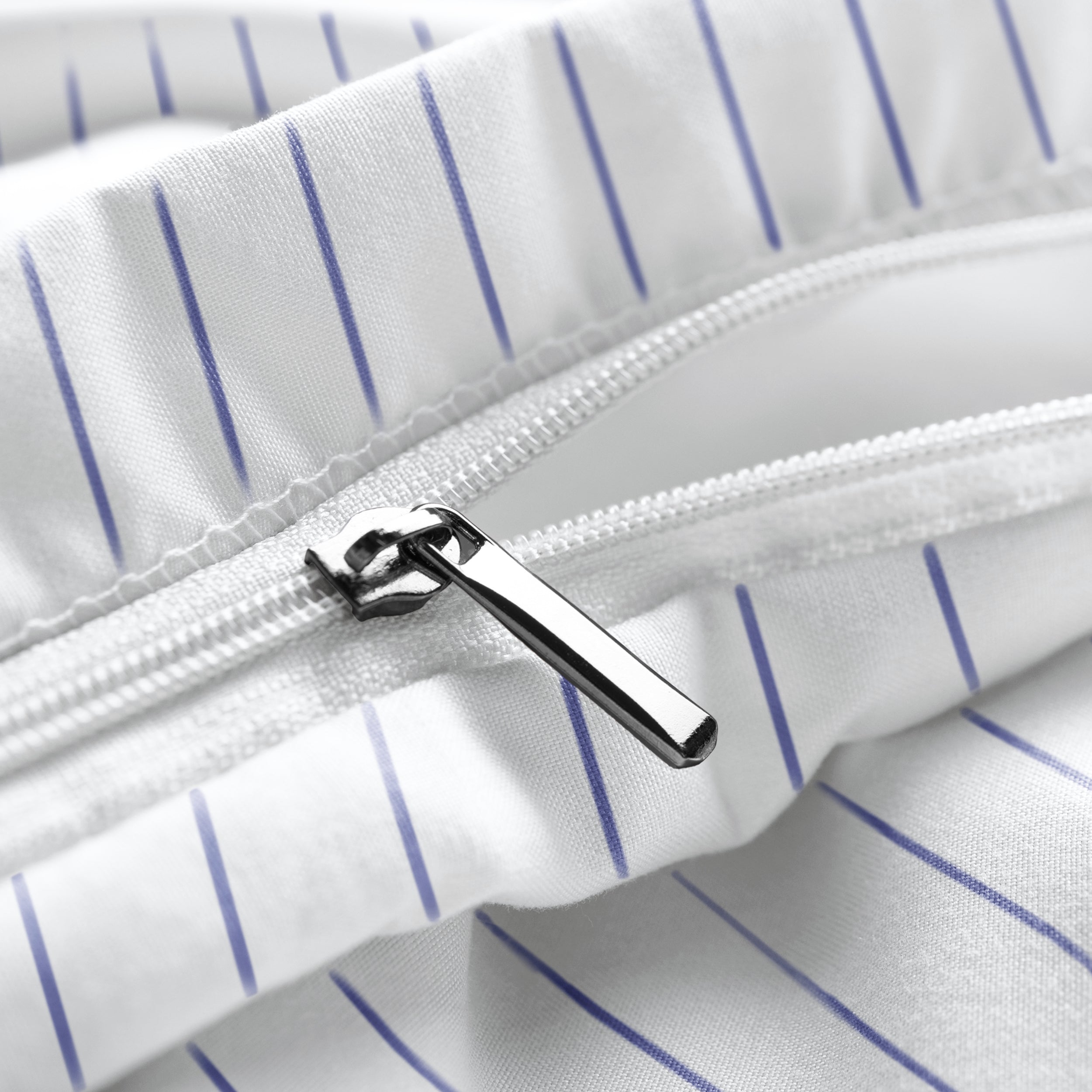 Close-up of a duvet cover zipper