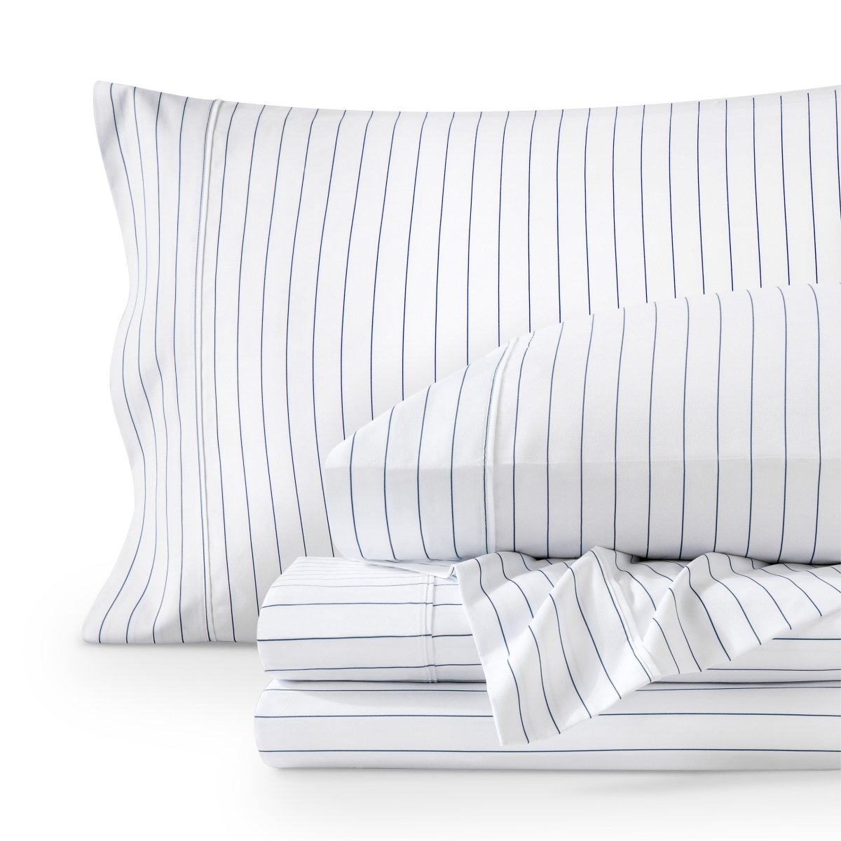 Printed ultra soft sheet set folded and stacked