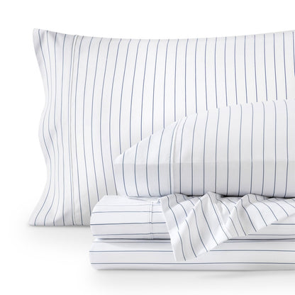 Printed ultra soft sheet set folded and stacked