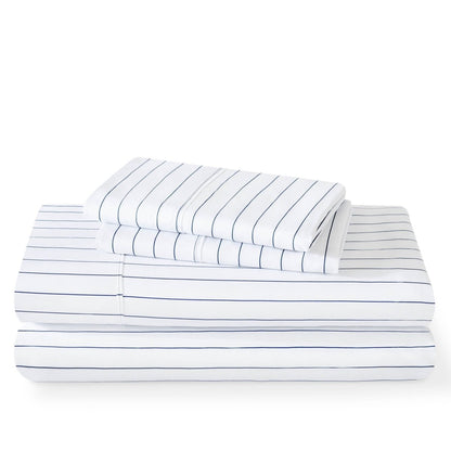 Printed ultra soft sheet set folded and stacked