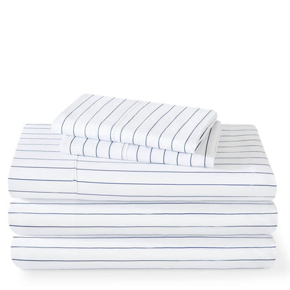 Printed ultra soft sheet set folded and stacked