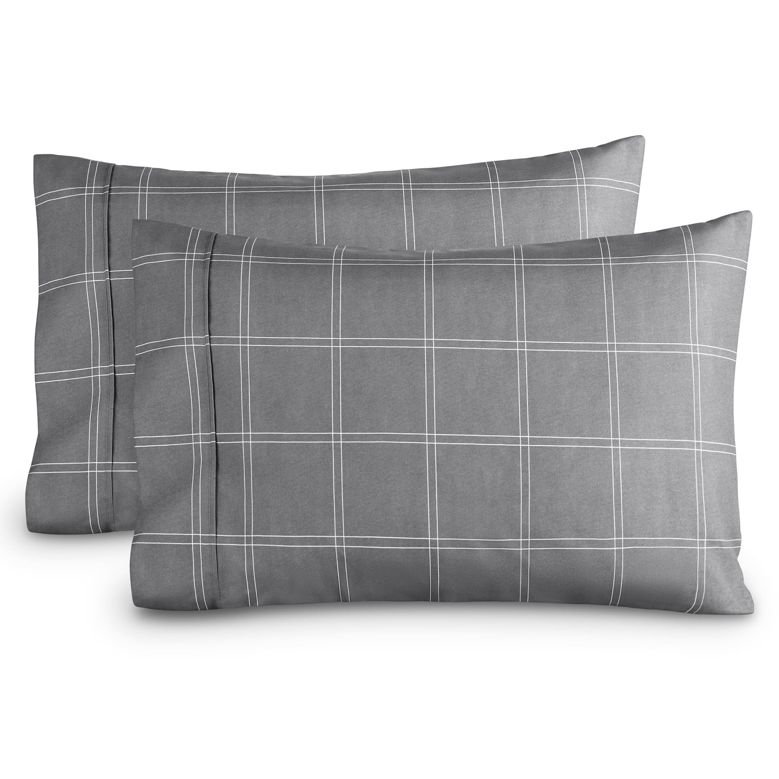 2 printed microfiber pillowcases on pillows