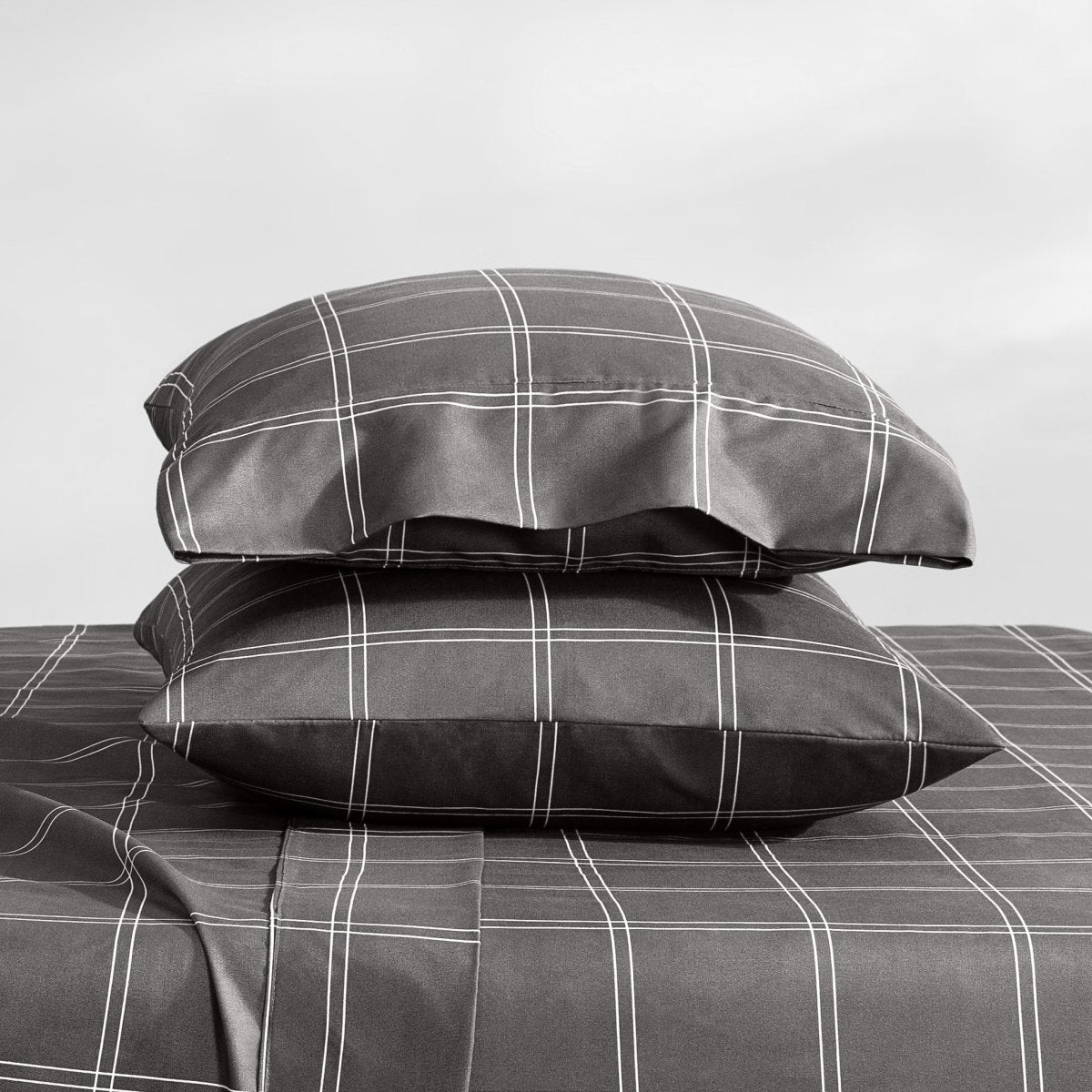 Printed pillowcases stacked