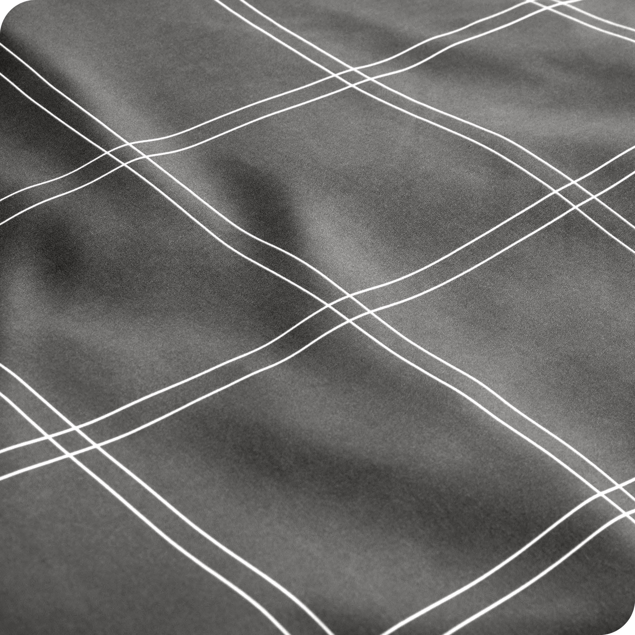 Close up of a printed microfiber sheet showing the pattern and texture