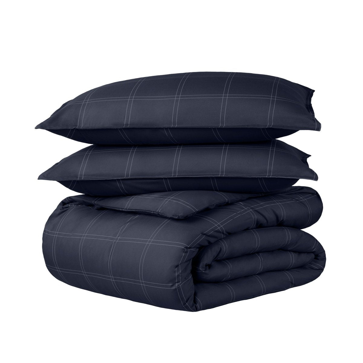 Printed duvet set folded and stacked