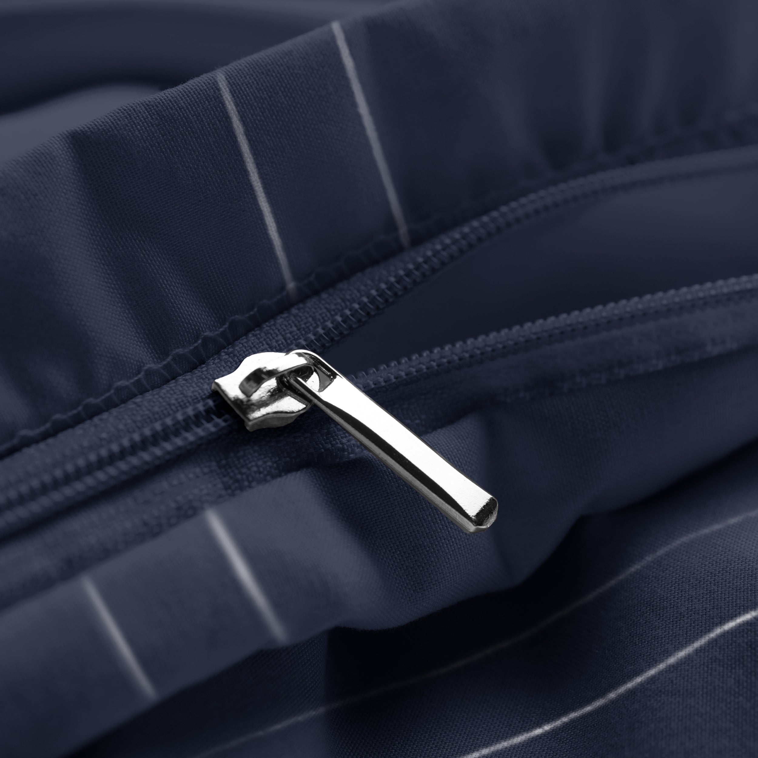 Close-up of a zipper on a duvet cover