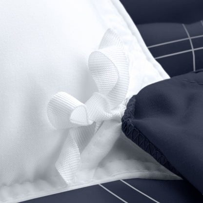 Close up of the ties on a duvet cover