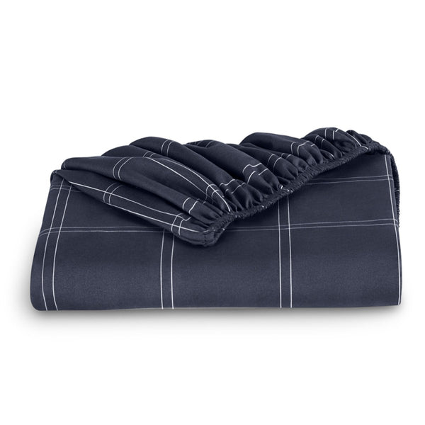 A modern printed fitted sheet folded