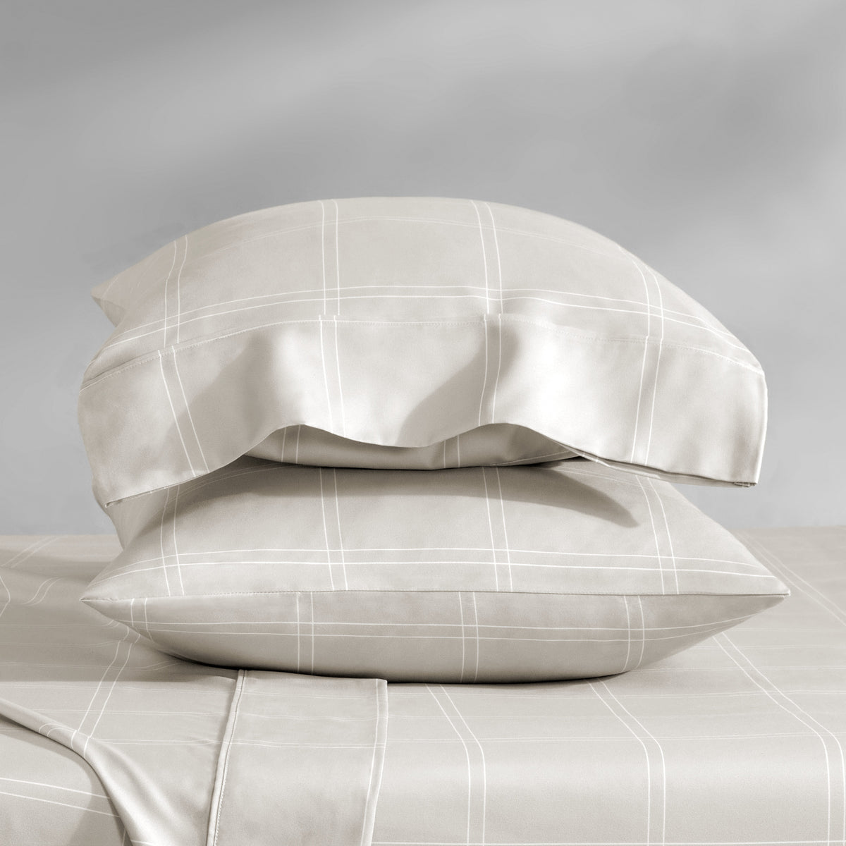 Printed pillowcases stacked