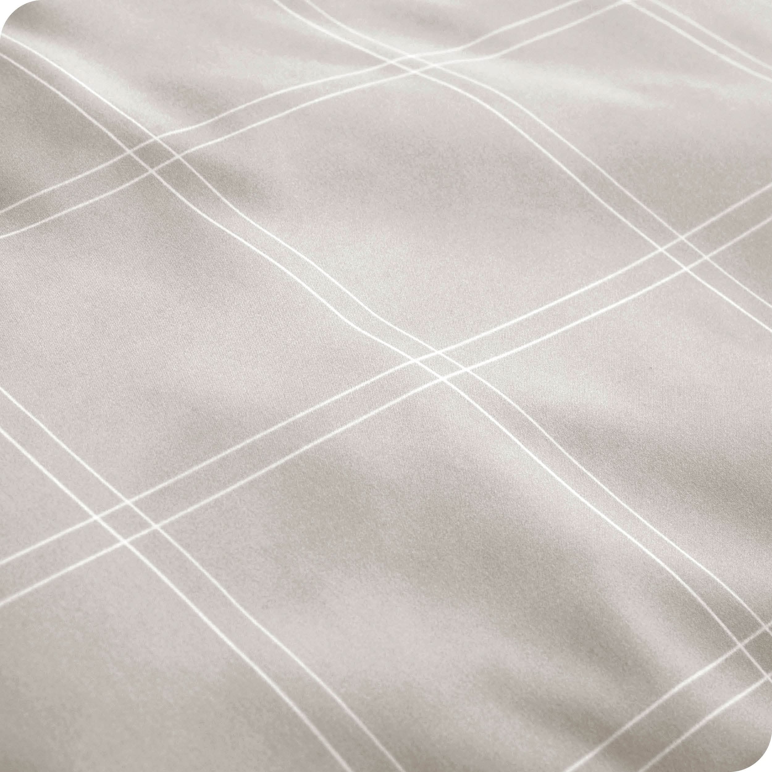 Close up of a printed microfiber sheet showing the pattern and texture