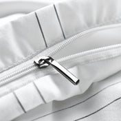 Close-up of a zipper on a duvet cover