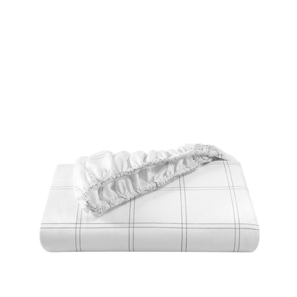 Microfiber fitted sheet folded with a white background
