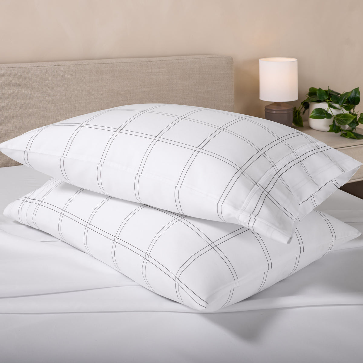 Printed pillowcases stacked