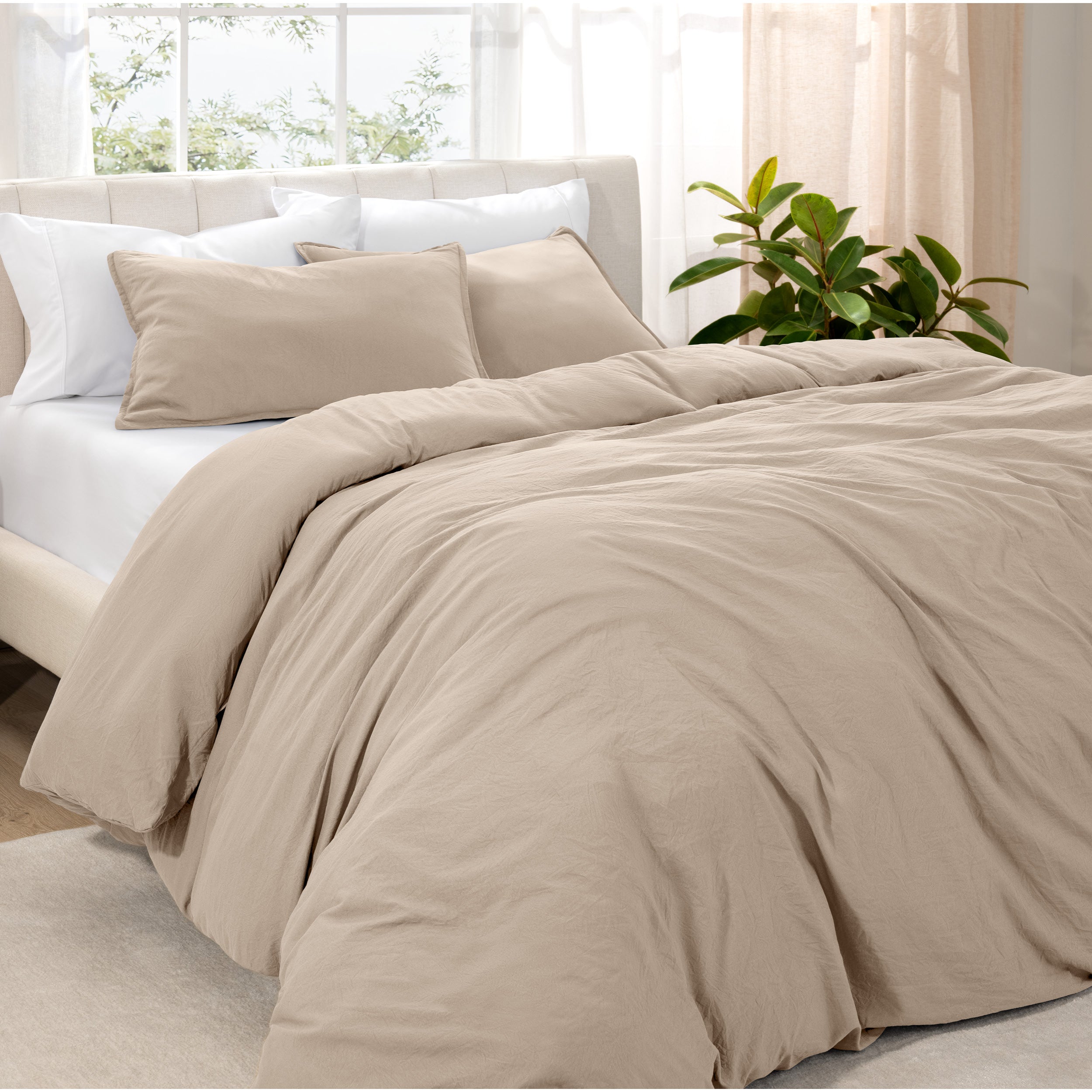 Washed duvet cover set on a bed