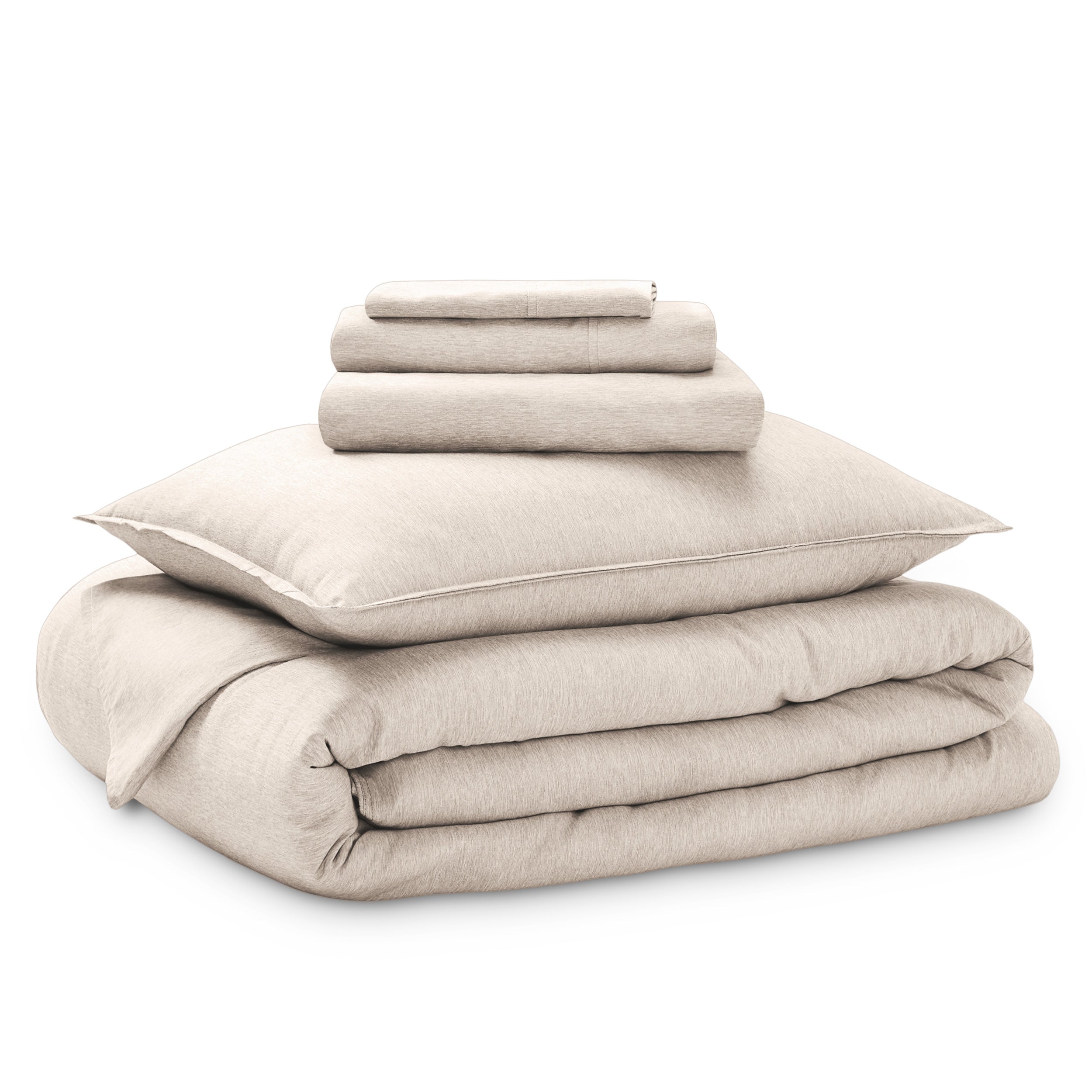 Bedding set folded on a white background