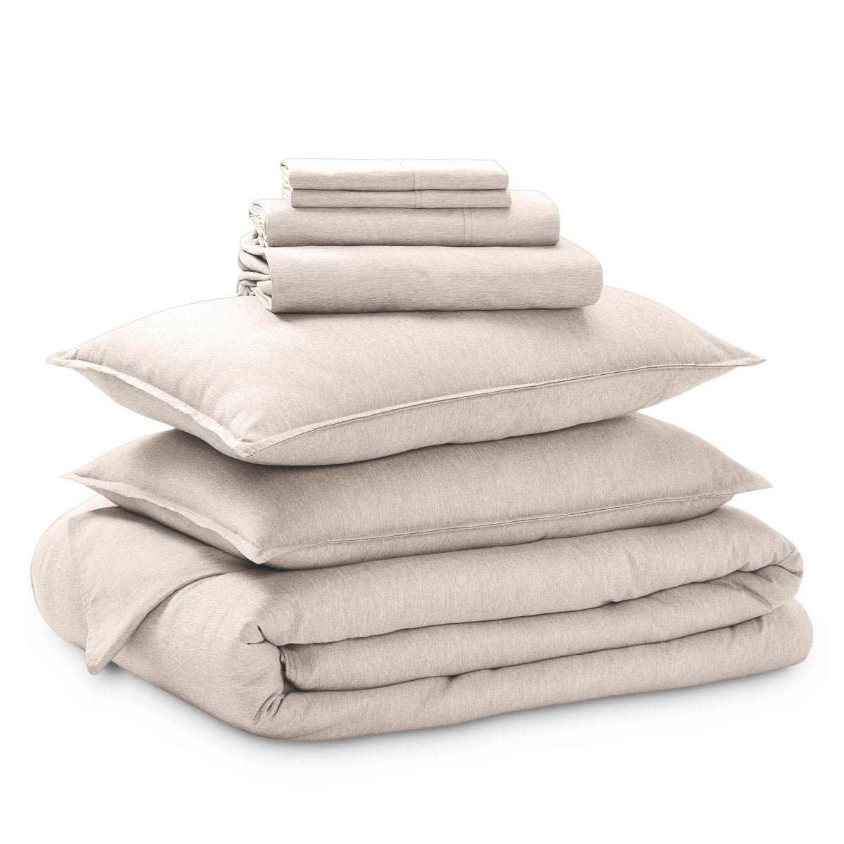 Bedding set folded on a white background