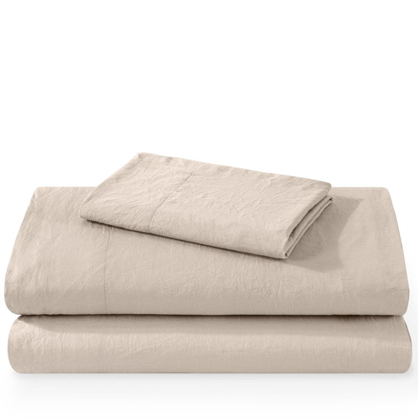 Washed sheet set folded and stacked