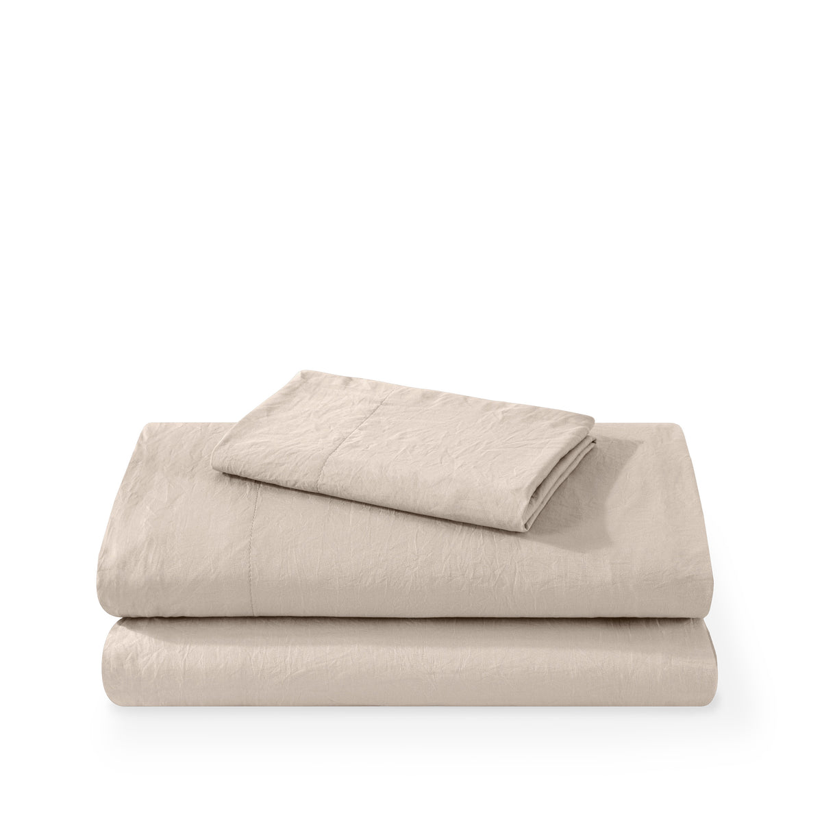 Washed sheet set folded and stacked
