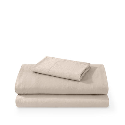 Washed sheet set folded and stacked