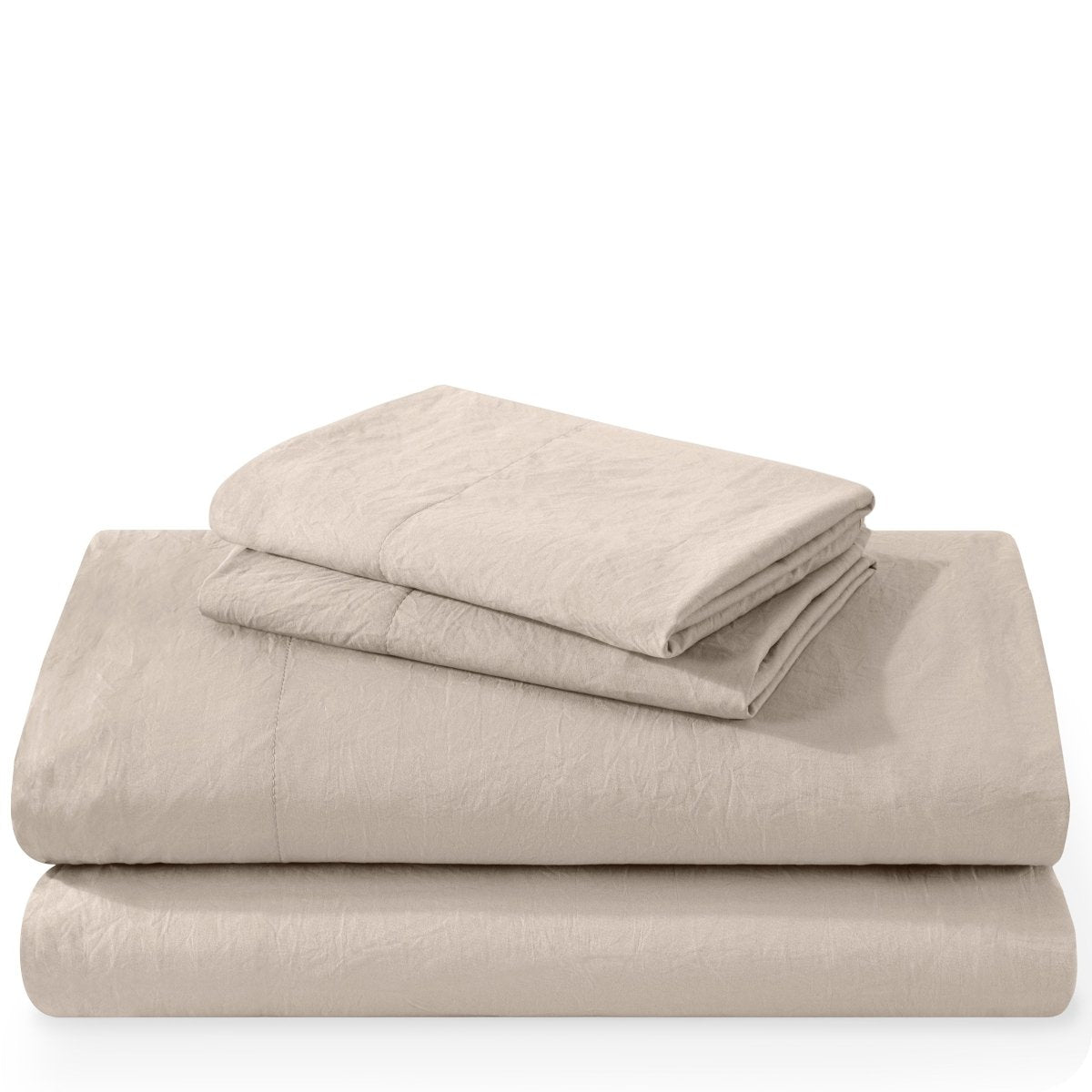 Washed sheet set folded and stacked