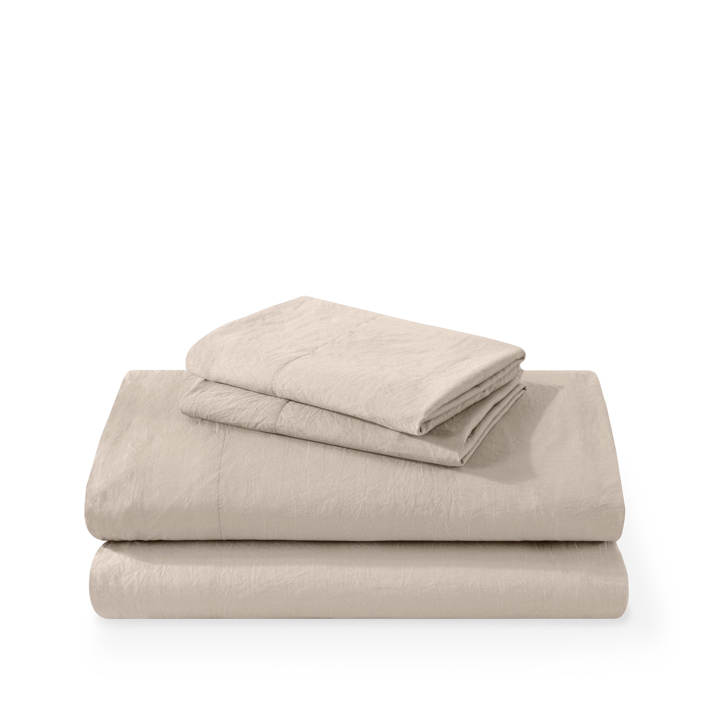 Washed sheet set folded and stacked