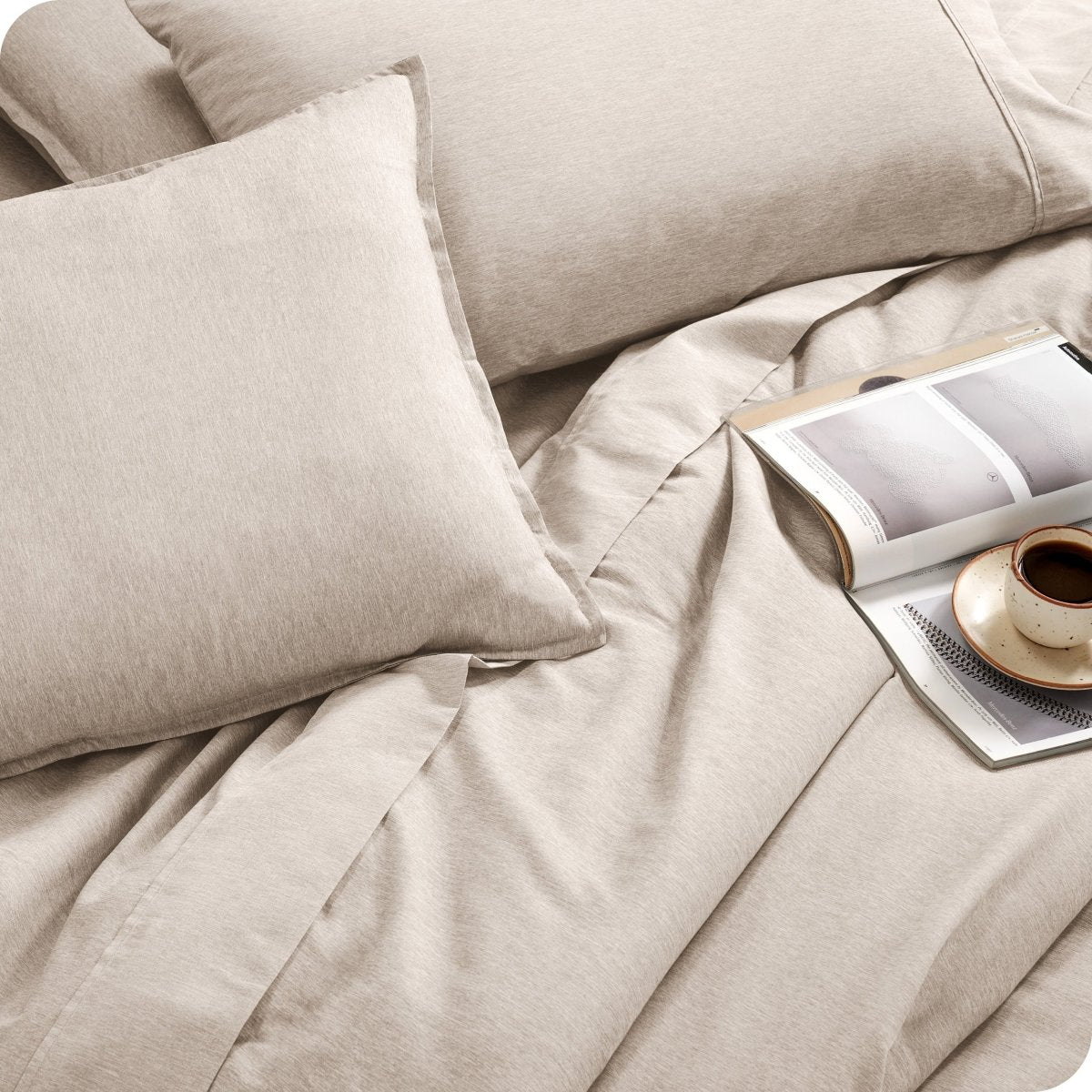 Close up of a bed in a bag set on a mattress